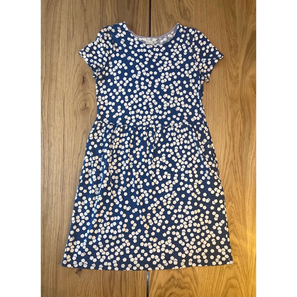 Boden Floral Dot Phoebe Jersey Dress Size 6P Navy + White Petite Cottagecore